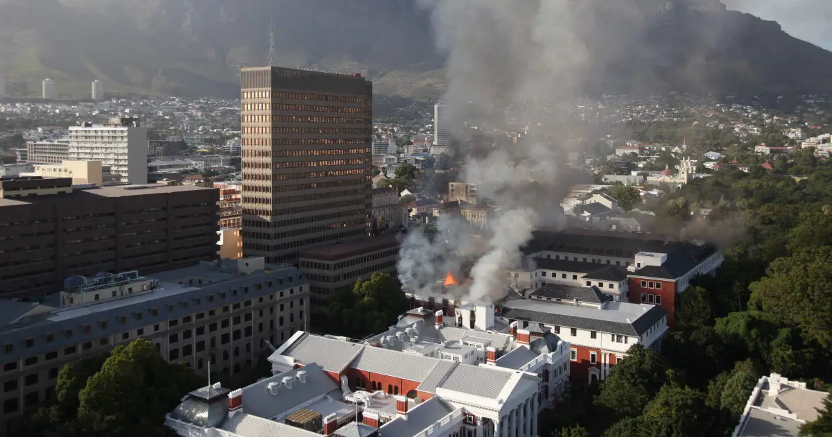 Fire erupts at South Africa's parliament building