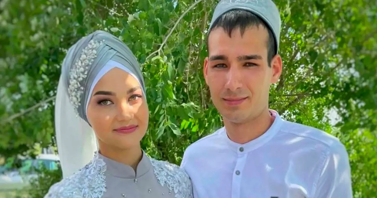 Groom Timur Prokhorov, 25, stabbed his new bride, 21, (pictured together at their wedding) to death just days after they tied the knot