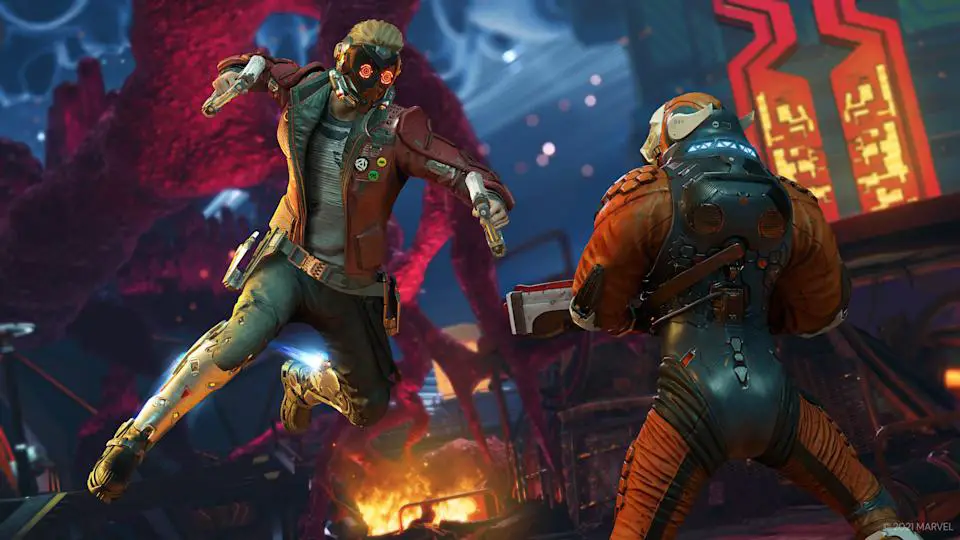Star-Lord kicks butt and rocks while doing it.  (Photo: Square Enix)