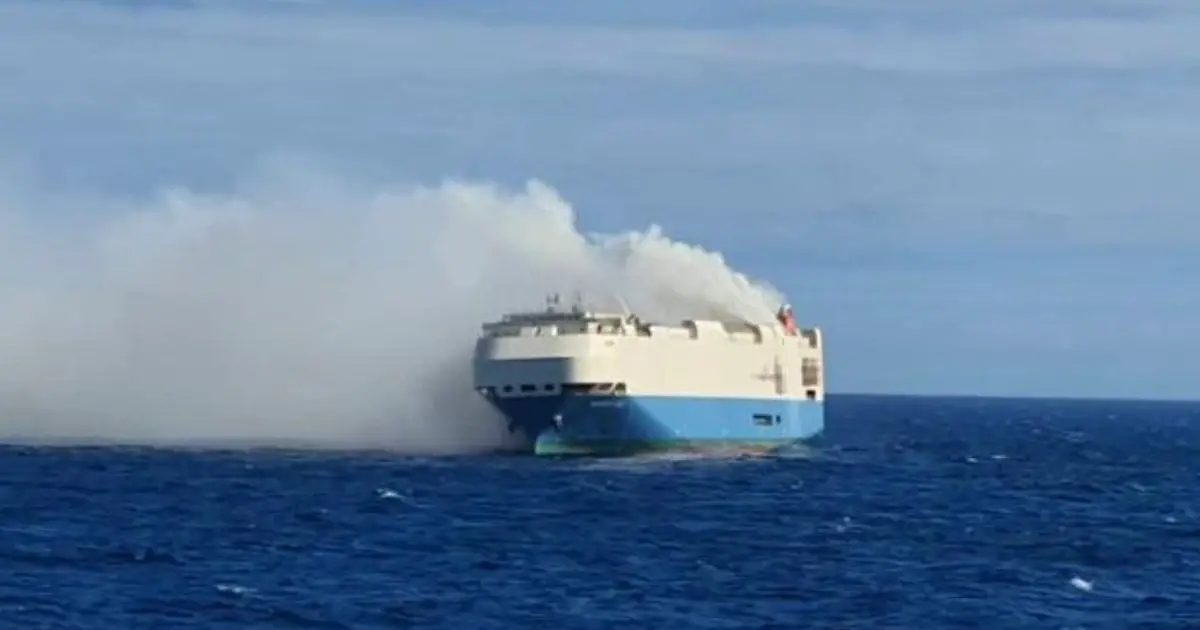 Cargo ship carrying 4,000 Porsches and Volkswagens catches fire in middle of Atlantic