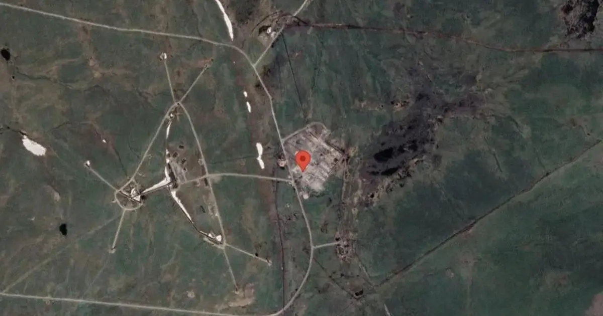 The creepy indentation seen on Google maps is said to mark the spot of a former Gulag correctional labour camp in Krasnoyarsk Krai