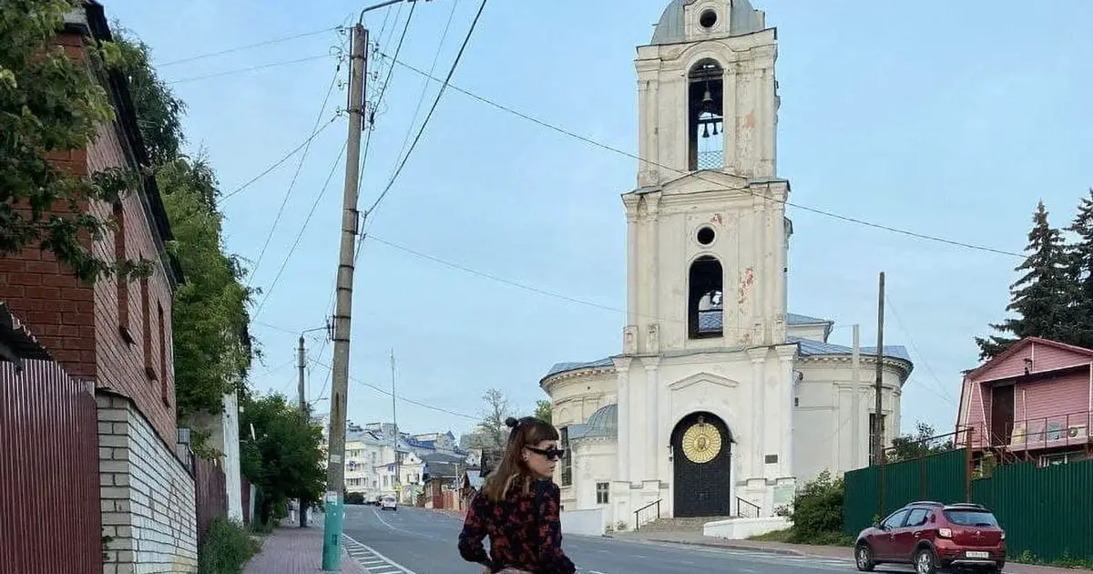 Model Natalya Maslennikova, 20, who shared the photo in front of a church