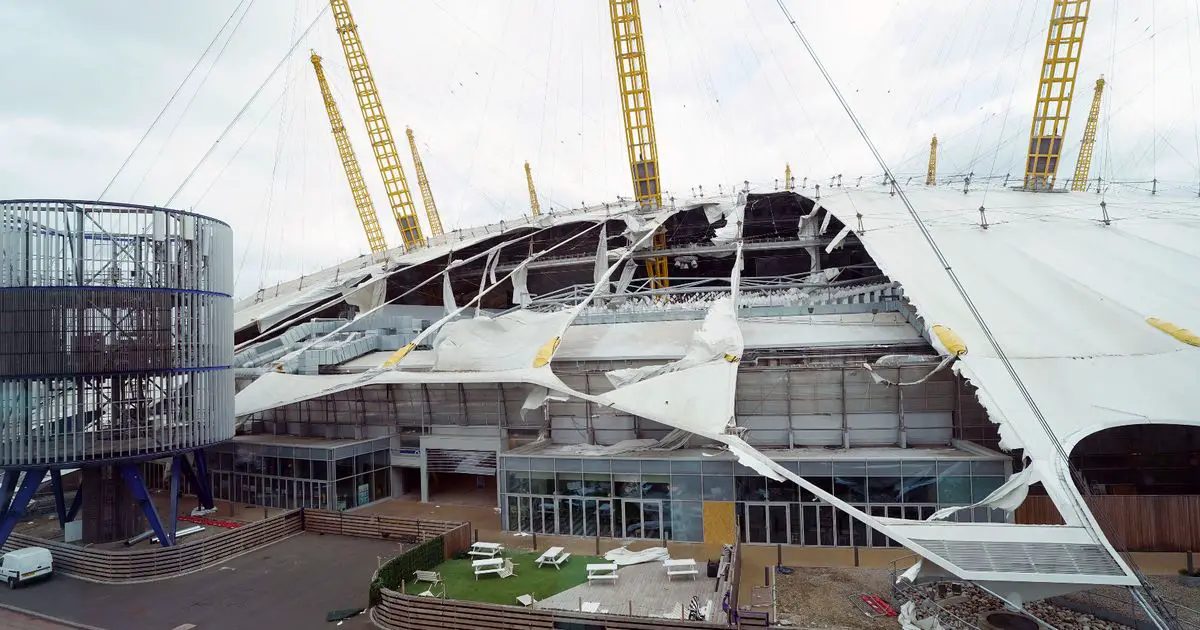 O2 Arena issues statement as Storm Eunice tears Millennium Dome apart