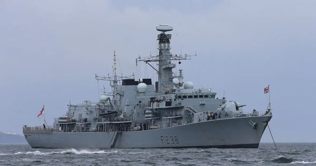 HMS Northumberland, a Type 23 frigate, like the HMS Argyle tracking the Russian vessels
