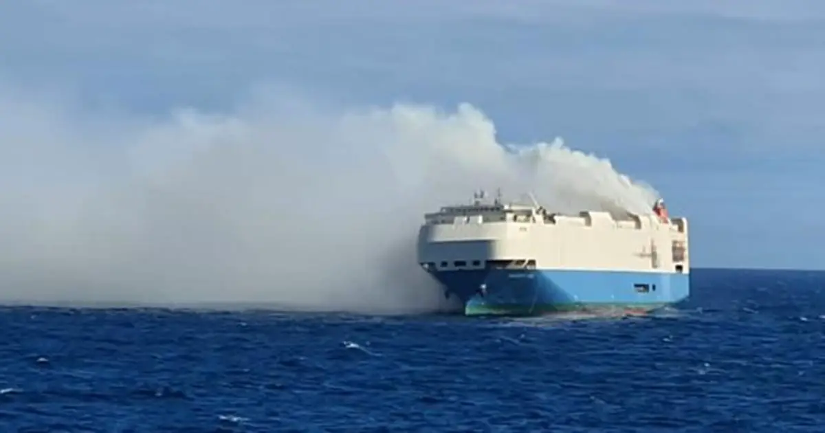 Ship carrying Porsches, Audis and Bentleys is burning and adrift
