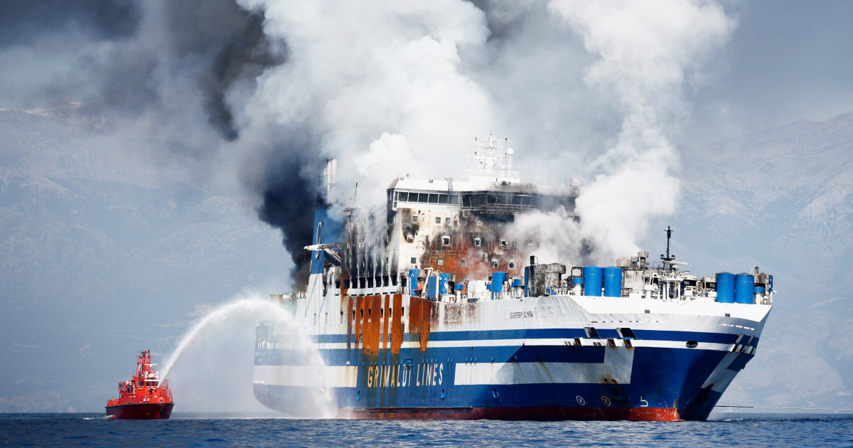 Survivor found on burning ferry off Greek island