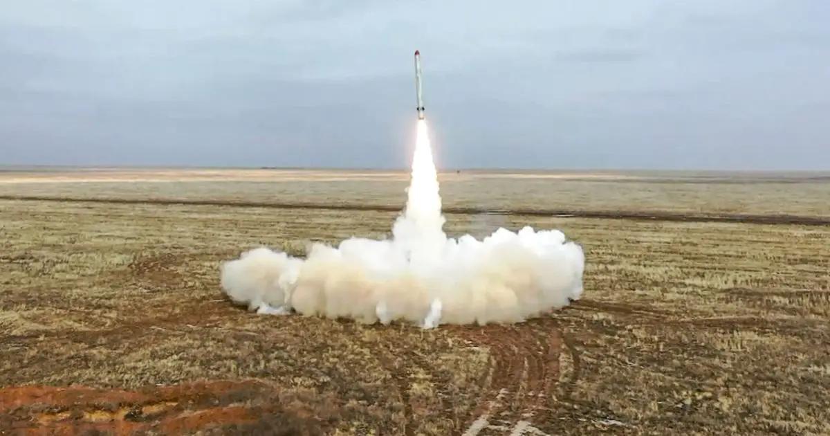 a Russian Iskander-K missile launching during a training launch