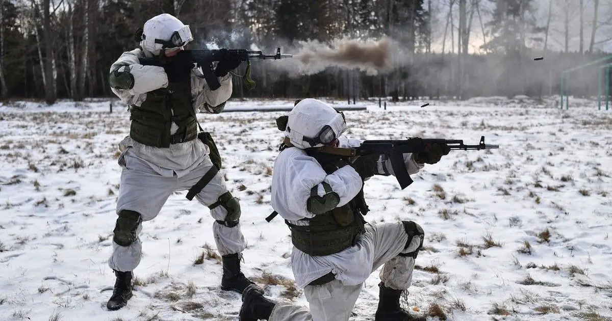 Russian troops taking part in a training exercise in Moscow in January 2022. Around 130,000 have amassed on the Ukrainian border and Western countries fear an invasion is imminent.
