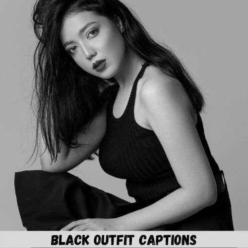 black outfit captions